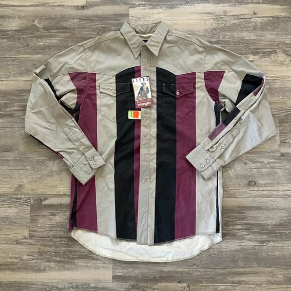 Vintage Wrangler Brushpopper Western Striped Shirt Size 16 1/2-36 - Picture 1 of 7